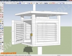 Abri météo à doubles persiennes et double toit.<br>L'utilisation de <i>Google Sketchup 8</i> donne des résultats assez intéressants, même si ce n'est pas la panacée.