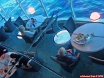 <i>Celebrity Infinity</i>.<br>L'<i>Oceanview Cafe And Grill</i>.<br>Reflets du plafond.