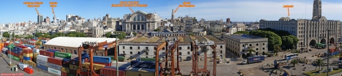 Ville de Montevideo, Uruguay.<br>Vue panoramique sur le port et la ville.