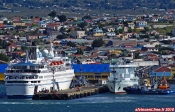 Punta Arenas, Détroit de Magellan, Chili.<br>Le <i>Delphin</i>, paquebot de 1975, peut emmener 554 passagers vers l'Antarctique.