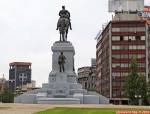 Santiago du Chili.<br>Statue de Manuel Baquedano, général chilien d'origine basque, commandant en chef lors de la guerre du Pacifique (1879-1884), contre la Bolivie et le Pérou.