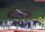 Ville de Vina Del Mar, près de Valparaiso, Chili.<br>Une horloge de fleurs marque l'entrée de la ville.