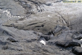 Grossglockner, glacier du Pasterze, vu depuis le Franz-Josefs Hhe, 2007.<br>Remarquez, dans le tiers droit, l'énorme crevasse qui coupe le glacier en deux.