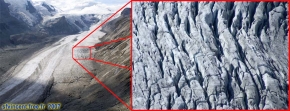Les crevasses du Pasterze sont très impressionnantes, et rendent  toute promenade très périlleuse...