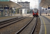 Ville de Vienne, Autriche.<br>Arrivée d'un train de banlieue en gare de Praterstern.