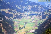 Zillertal, au Tyrol.<br>La vallée du Ziller, vue depuis l'Ahornberg.