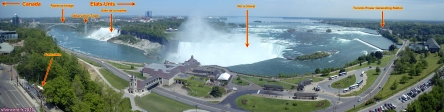 Chutes du Niagara, Ontario, Canada.<br>Vue panoramique depuis l'hôtel Marriott.