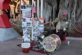 [no_rights] Miami, Floride.<br>Un musicien de rue, coiffé d'un bonnet de Père Nol.<br>Comme il fait 28C, on oublie un peu vite que nous sommes en pleine période de fêtes...