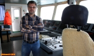 [no_rights] Passerelle du <i>Samskip Express</i>, en mer d'Irlande.<br>François a une petite mine: pas bien dormi.