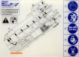 [no_rights] Cargo porte-conteneurs <i>Samskip Express</i>.<br>Schéma en coupe du canot de sauvetage GFF5.7 de la société Hatecke GmbH.<br>16 personnes peuvent prendre place à bord.<br>Les occupants sont assis dos à la mer, afin de mieux supporter le choc du plongeon en chute libre.