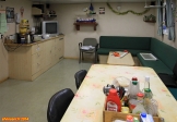 Cargo porte conteneur <i>Samskip Express</i>.<br>La <i>Crew Mess Room</i>, salle à manger de l'équipage.<br>Au fond, une maquette du navire, réalisée par un matelot durant son temps de repos.