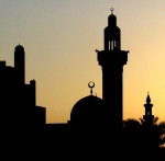Coucher de soleil sur une mosquée d'Abu Dhabi.