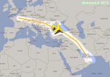 [no_rights] Plan de vol vers la croisière 2012. Aller et retour en A380.<br>Mais survol de pays, disons... <i>un peu animés</i>...<br><i>Mesdames et messieurs, nous prévoyons pas mal de turbulences.<br>Vérifiez que votre ceinture est bien attachée !</i>