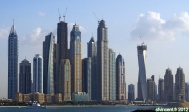 [no_rights] Dubaï, Emirats Arabes Unis.<br>La skyline de la Dubai Marina, à Jumeirah, vue depuis l'île The Palm.