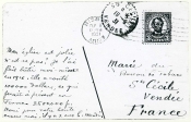 [no_rights] Verso de la carte postale de l'église Saint Patrick de Bisbee, envoyée par Constant Mandin à sa famille restée en Europe.<br><br>Le texte est le suivant:<p align='left'><i>Mon église est jolie, n'est-ce-pas ?<br>Je l'ai fait bâtir moi-même en 1916.<br>Elle a coûté 100 000 Dollars, ce qui ferait à présent en France 2 500 000 Fr.<br>Merci pour votre bonté envers moi il y a 2 ans.<br>C. Mandin</i>