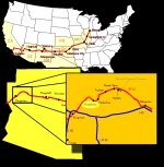 La route 66 est un ruban de 3500 km qui s'étire de Chicago à Los Angeles.<br>Appelée <i>The Mother Road</i> (la route mère) ou <i>The Main Street of America</i> (la Grand'rue d'Amérique), la route 66 est née en 1926, et a été achevée en 1938.