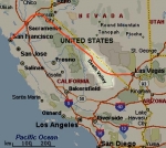 [no_rights] En rouge, le trajet que nous avons réalisé en une seule journée:<br>de Las Vegas à San Francisco, via Death Valley et la Sierra Nevada !