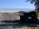 Notre Buick <i>Rendez-vous</i> a un peu chauffé dans la montée:<br>une petite pause est bienvenue !