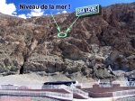 Death Valley.<br><i>Bad Water</i>, point le plus bas d'Amérique du nord: 86 mètres <u>sous</u> le niveau de la mer !