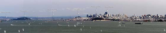 Vue panoramique sur San Francisco depuis le Golden Gate Bridge.