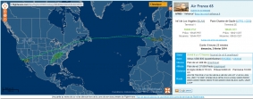 [no_rights] Vol Air France 065 du 2 février 2014, de Los Angeles à Paris Roissy.<br>Le vol a été très court,  <br>Capture d'écran du site <a href='http://fr.flightaware.com' target='_blank'>flightaware.com</a>