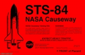[no_rights] Recto du pass d'accès au site d'observation du lancement de la navette spatiale Atlantis de la NASA. Il devait être placé derrière le pare-brise de la voiture.