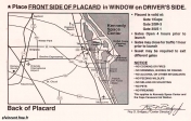 [no_rights] Verso du pass d'accès au site d'observation du lancement de la navette spatiale Atlantis de la NASA.<br>On y trouve un plan d'accès avec des instructions. On notera la mention <i>no firearms</i> (pas d'armes à feu), surprenante pour un Européen, mais très banale au pays de John Wayne. On en trouve aussi à l'entrée de certains magasins: <i>pas de chiens, pas d'armes à feu</i> !