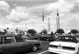 Kennedy Space Center.<br>Forêt de fusées, en 1994, à l'époque de notre labo noir & blanc