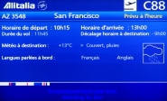 [no_rights] Ah, des informations sur le vol: durée 11h45 (houps !), et météo pluvieuse à l'arrivée. Oui, San Francisco n'est pas réputé pour le charme de son climat...