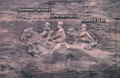 Stone Mountain Park.<br>Portraits géants des Héros de la Confédération: le Général Robert E. Lee, le Président Jefferson Davis, Stonewall Jackson.