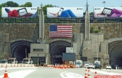 New York City.<br>Entrée du Lincoln Tunnel, côté New Jersey.