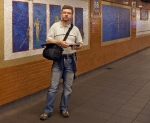 Métro de New York.<br>Mes deux <a href='/voyages/Stereoscopie/Pentax/'>Pentax E85 couplés</a> soulèvent toujours l'étonnement des passants !
