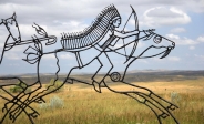 [no_rights] Champ de bataille de Little Bighorn, Montana, Etats-Unis.<br>Détail de la sculpture <i>Spirit Warrior</i>, représentant les tribus combattantes.