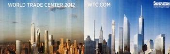 [no_rights] NEW YORK.<br><i>GROUND ZERO.</i><br>En 2012, le chantier devrait être terminé. Cette double affiche montre à quoi ressemblera alors le site.