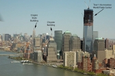 [no_rights] New York City, vol en hélicoptère.<br>Les tours du nouveau World Trade Center poussent comme des champignons. Elles ne vont pas tarder à défier l'Empire State Building...