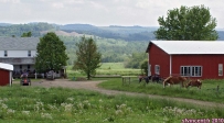 [no_rights] Communauté Amish de Pennsylvanie, Etats-Unis.<br>La présence d'un bateau sur remorque, au fond à gauche, nous laisse perplexes.