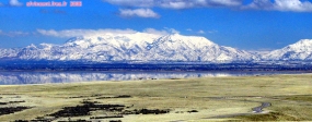 Grand Lac Salé.<br>Antelope Island.<br><i>Buffalo Point</i> offre un panorama sur les Rocheuses.