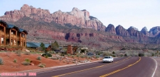 Parc national de Zion.<br>Le <i>Majestic View Lodge</i>, à Springdale, sur la route numéro 9, près de l'entrée sud du parc.