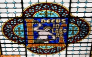 [no_rights] Portugal, ville de Porto, librairie Lello.<br>Gros plan sur le vitrail du plafond.<br>Le texte latin <i>DECUS IN LABORE</i> signifie <i>la gloire dans le travail</i>.