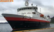 [no_rights] Port de Honningsvg, île de Magerya, Norvège.<br>Arrivée du navire Express Côtier <i>Vesterlen</i>.